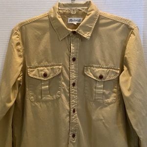 MADEWELL COTTON TAN BUTTON DOWN FLAP POCKET SHIRT